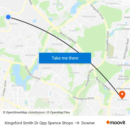 Kingsford Smith Dr Opp Spence Shops to Downer map
