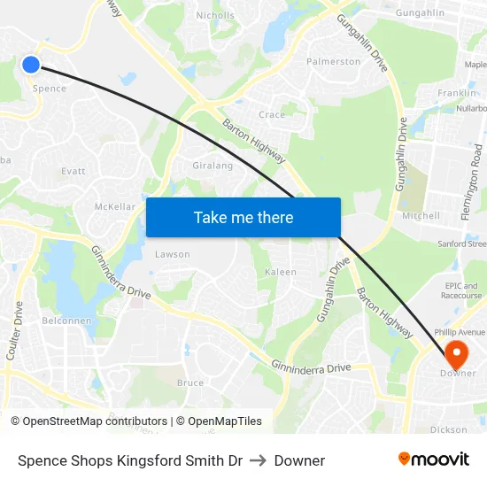 Spence Shops Kingsford Smith Dr to Downer map