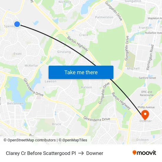 Clarey Cr Before Scattergood Pl to Downer map