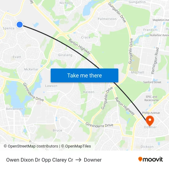 Owen Dixon Dr Opp Clarey Cr to Downer map