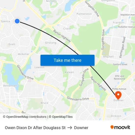 Owen Dixon Dr After Douglass St to Downer map