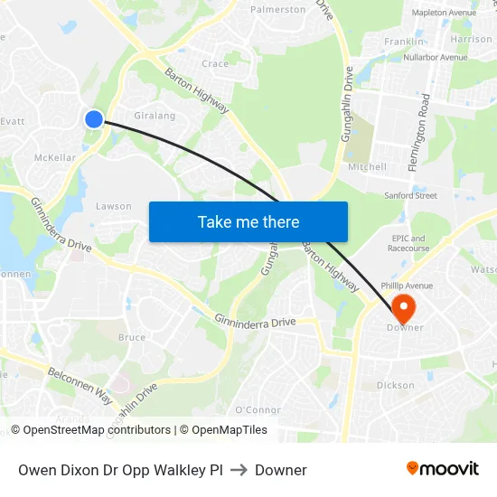 Owen Dixon Dr Opp Walkley Pl to Downer map