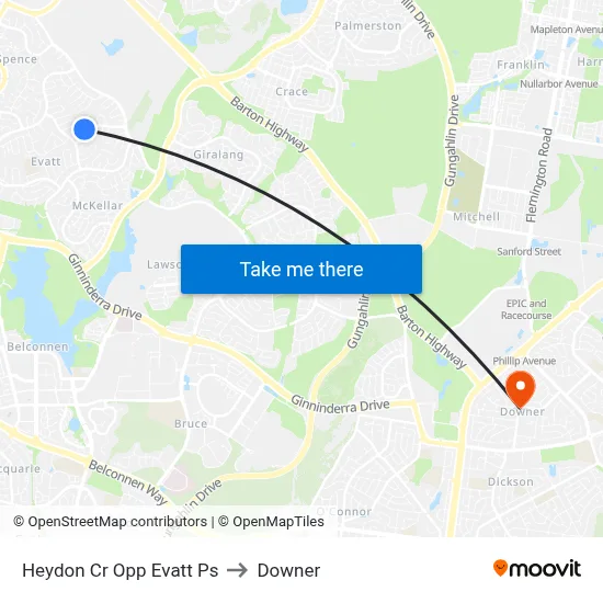 Heydon Cr Opp Evatt Ps to Downer map
