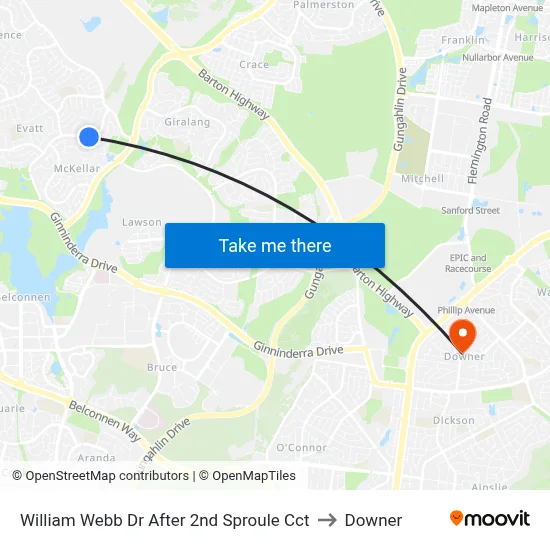 William Webb Dr After 2nd Sproule Cct to Downer map