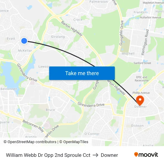 William Webb Dr Opp 2nd Sproule Cct to Downer map