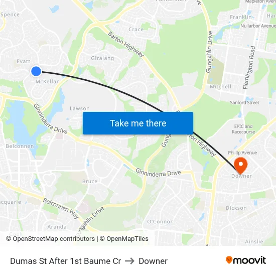Dumas St After 1st Baume Cr to Downer map