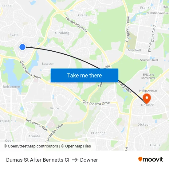 Dumas St After Bennetts Cl to Downer map