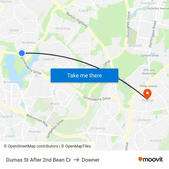 Dumas St After 2nd Bean Cr to Downer map