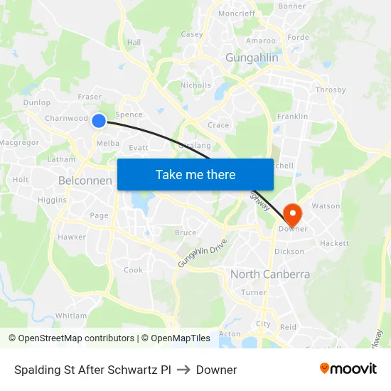 Spalding St After Schwartz Pl to Downer map