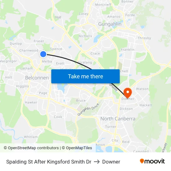 Spalding St After Kingsford Smith Dr to Downer map