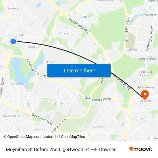 Moynihan St Before 2nd Ligertwood St to Downer map