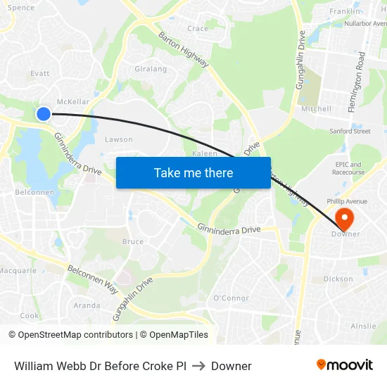 William Webb Dr Before Croke Pl to Downer map