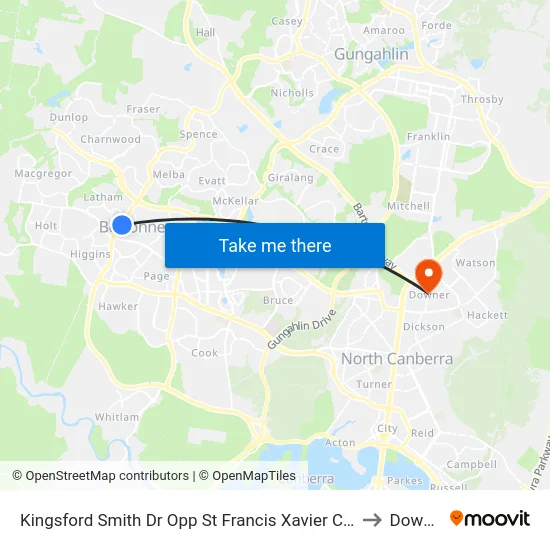 Kingsford Smith Dr Opp St Francis Xavier College to Downer map