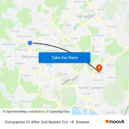 Companion Cr After 2nd Nulsen Cct to Downer map