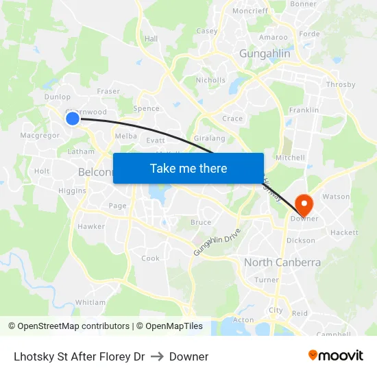 Lhotsky St After Florey Dr to Downer map