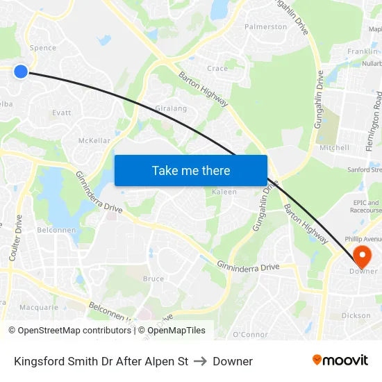 Kingsford Smith Dr After Alpen St to Downer map