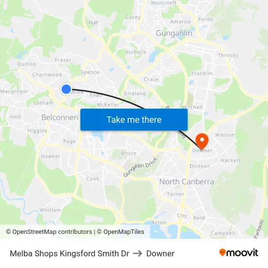 Melba Shops Kingsford Smith Dr to Downer map