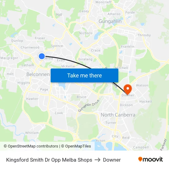 Kingsford Smith Dr Opp Melba Shops to Downer map
