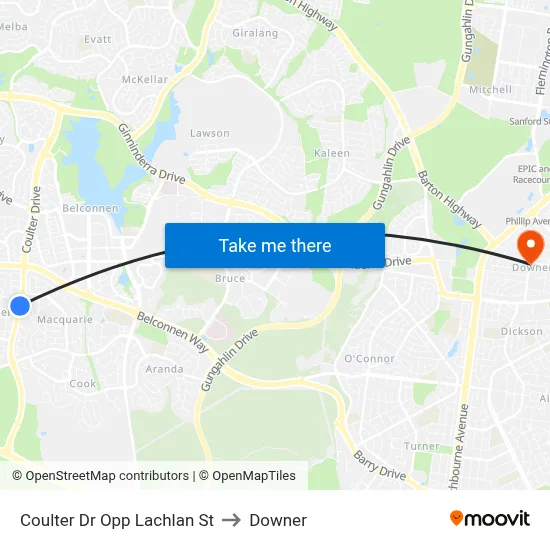 Coulter Dr Opp Lachlan St to Downer map
