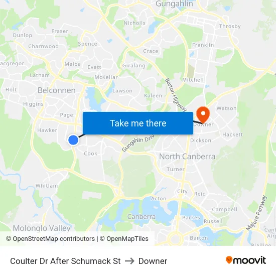 Coulter Dr After Schumack St to Downer map