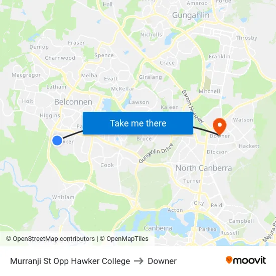 Murranji St Opp Hawker College to Downer map