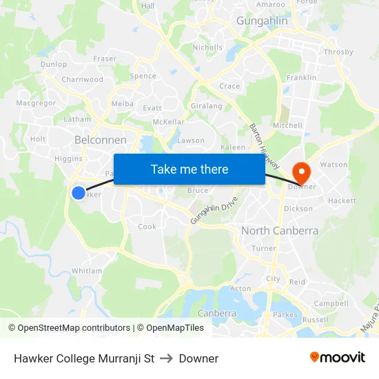 Hawker College Murranji St to Downer map