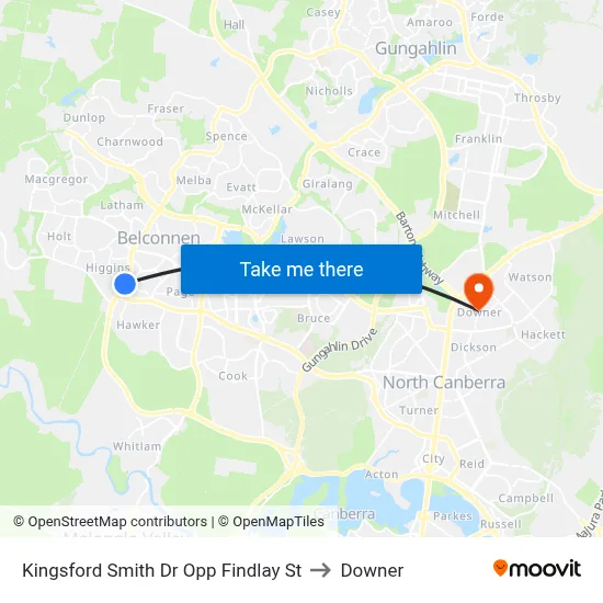 Kingsford Smith Dr Opp Findlay St to Downer map