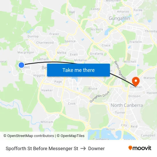 Spofforth St Before Messenger St to Downer map