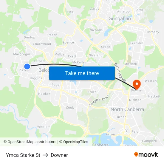 Ymca Starke St to Downer map