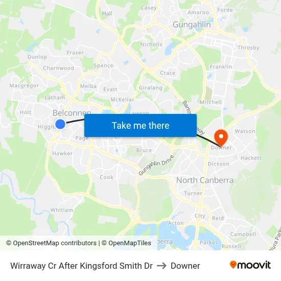 Wirraway Cr After Kingsford Smith Dr to Downer map