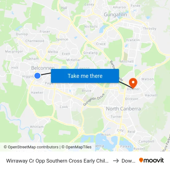 Wirraway Cr Opp Southern Cross Early Childhood Sch to Downer map