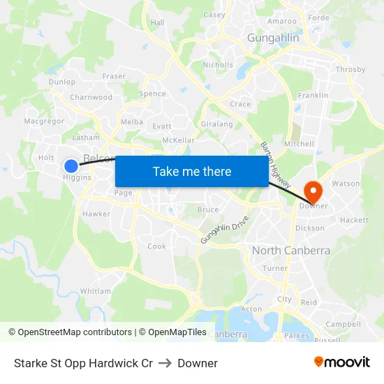 Starke St Opp Hardwick Cr to Downer map