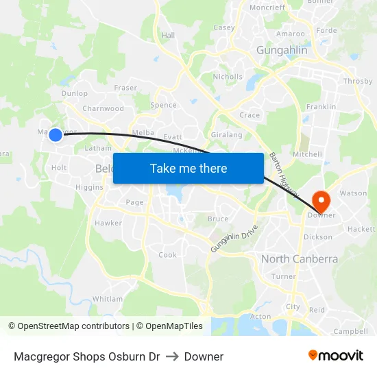 Macgregor Shops Osburn Dr to Downer map