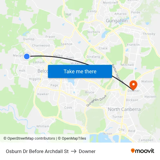 Osburn Dr Before Archdall St to Downer map