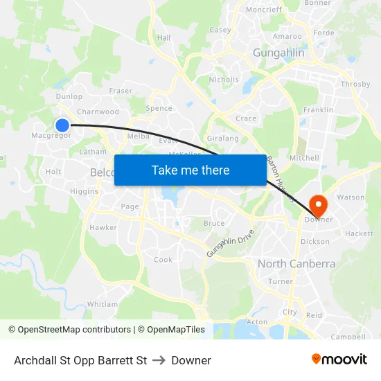 Archdall St Opp Barrett St to Downer map