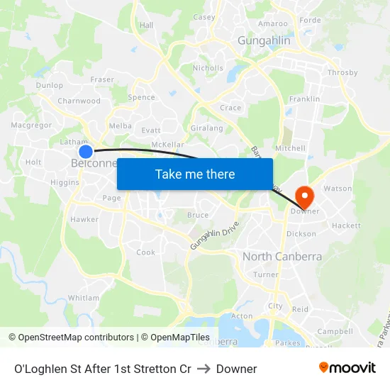 O'Loghlen St After 1st Stretton Cr to Downer map