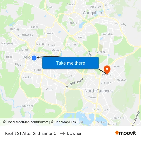 Krefft St After 2nd Ennor Cr to Downer map