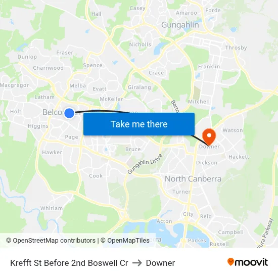 Krefft St Before 2nd Boswell Cr to Downer map