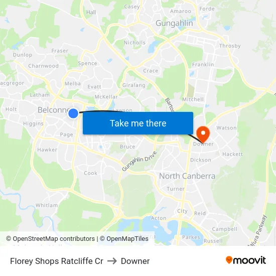 Florey Shops Ratcliffe Cr to Downer map