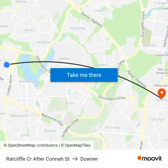 Ratcliffe Cr After Connah St to Downer map
