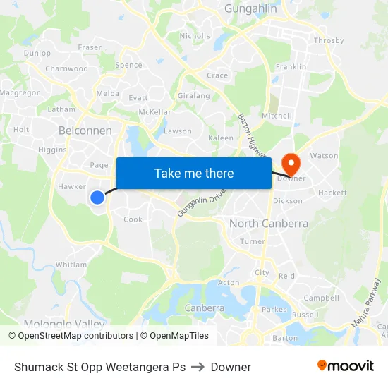 Shumack St Opp Weetangera Ps to Downer map
