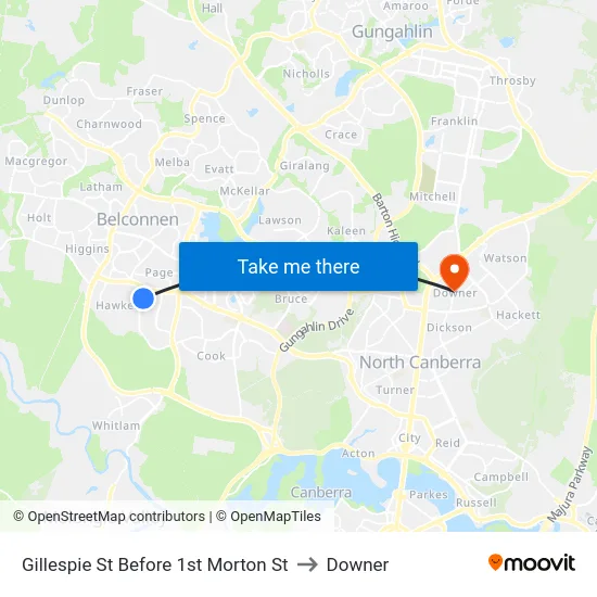 Gillespie St Before 1st Morton St to Downer map