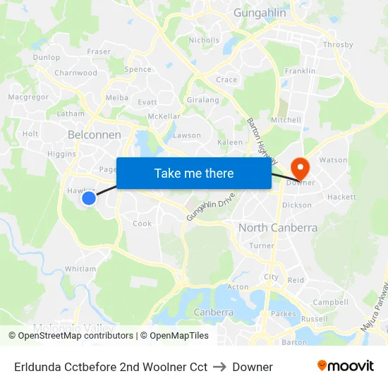 Erldunda Cctbefore 2nd Woolner Cct to Downer map