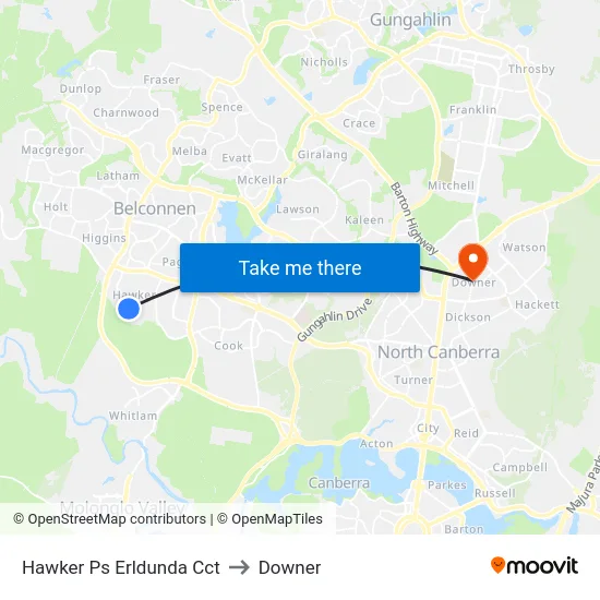 Hawker Ps Erldunda Cct to Downer map