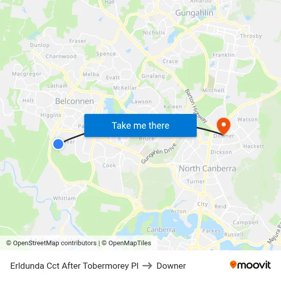 Erldunda Cct After Tobermorey Pl to Downer map