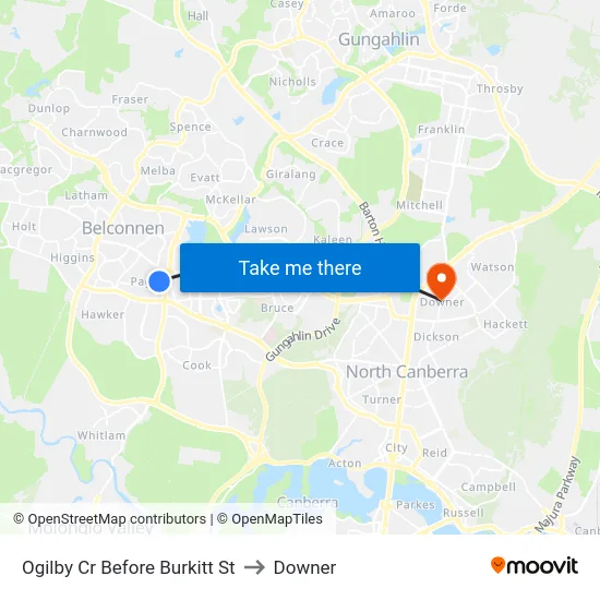 Ogilby Cr Before Burkitt St to Downer map
