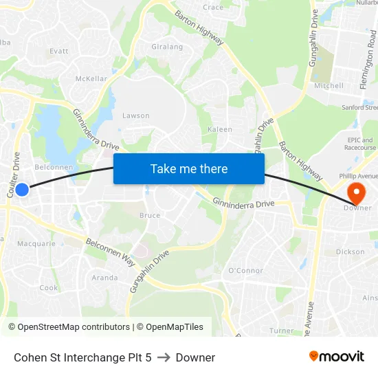 Cohen St Interchange Plt 5 to Downer map