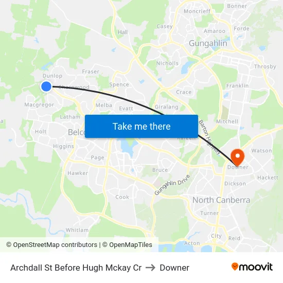 Archdall St Before Hugh Mckay Cr to Downer map
