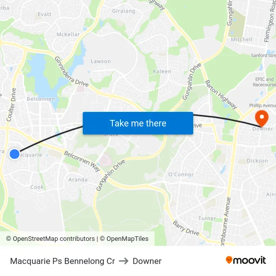 Macquarie Ps Bennelong Cr to Downer map
