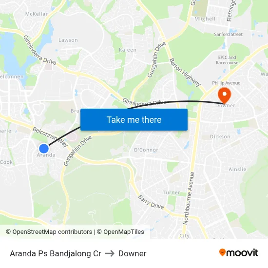 Aranda Ps Bandjalong Cr to Downer map